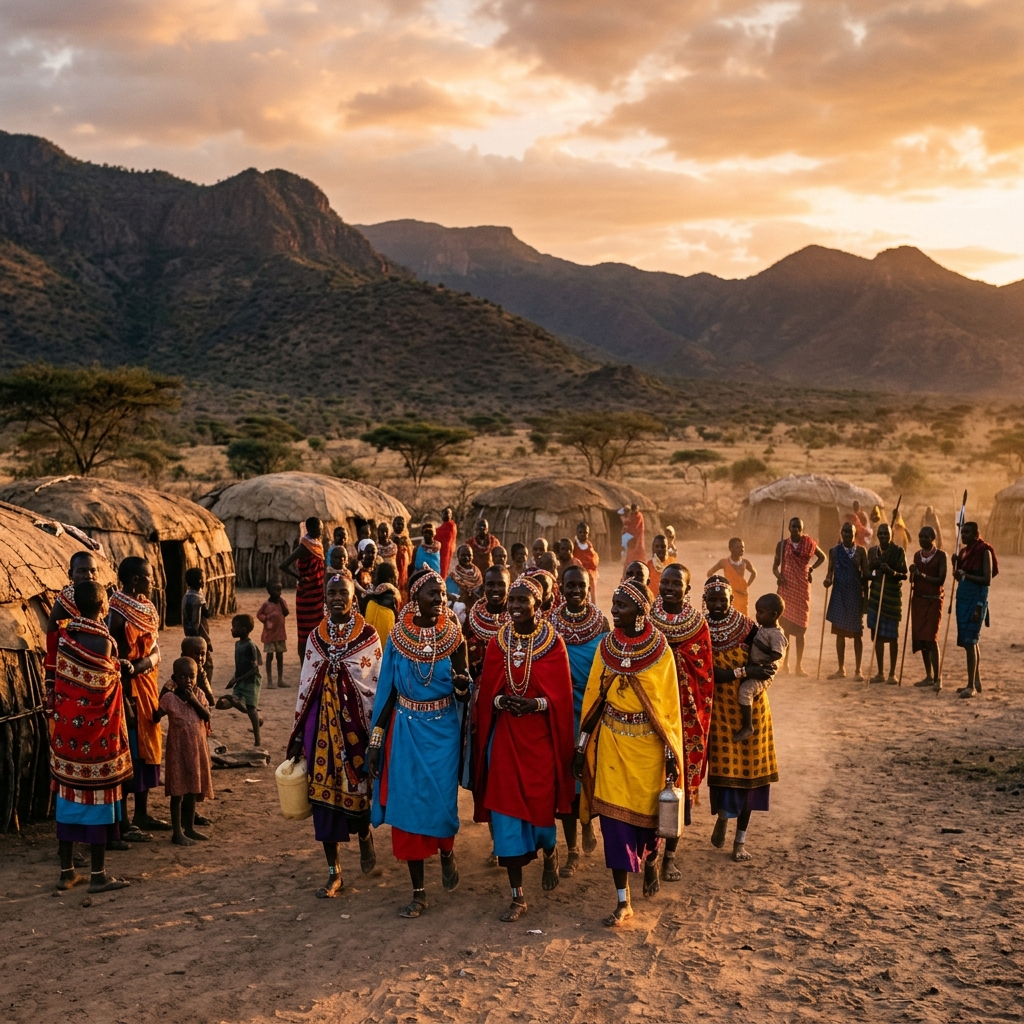 Kenyan community gathering in Northern Kenya